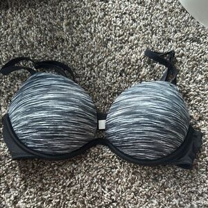 Striped Black and Gray Women's Bra